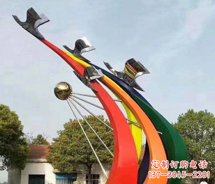 温州抽象和平鸽和太阳校园不锈钢雕塑