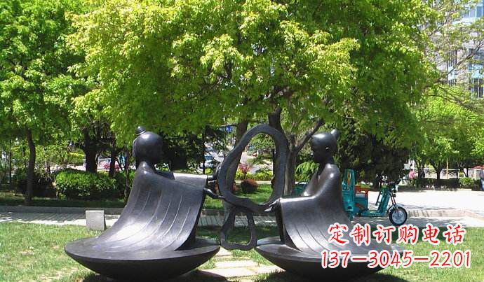 温州抽象孔融让梨校园景观铜雕