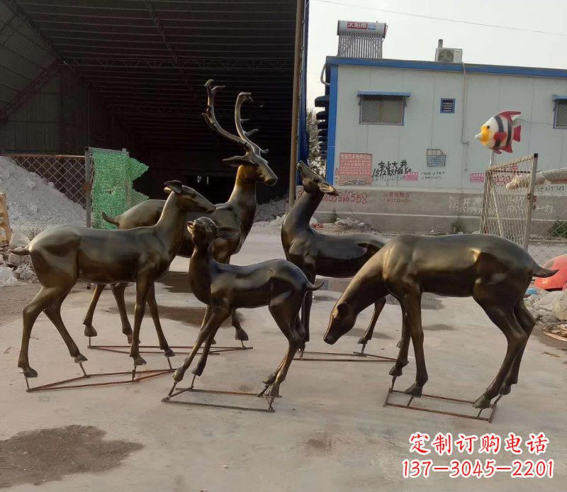 温州抽象鹿群铜雕