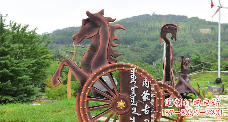 温州传承历史魅力,不锈钢马车雕塑悠然屹立