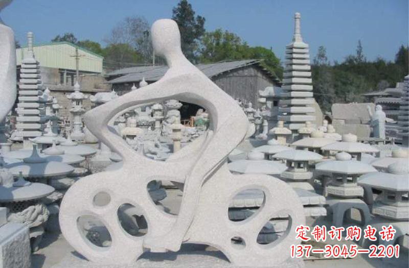 温州抽象骑摩托车人物石雕