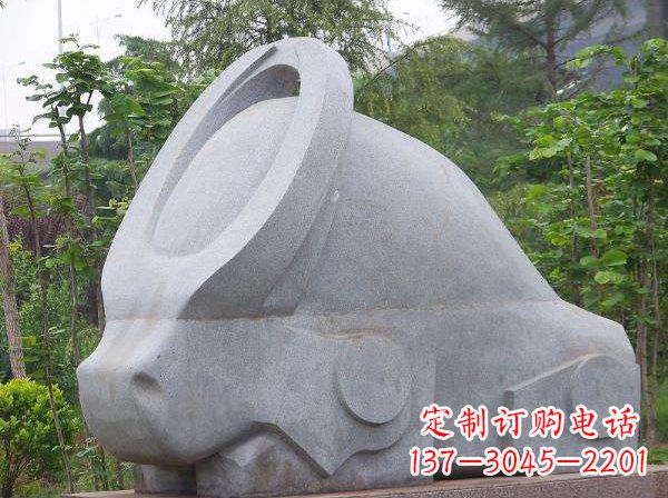 温州抽象石雕牛-抽象生肖牛动物景观雕塑