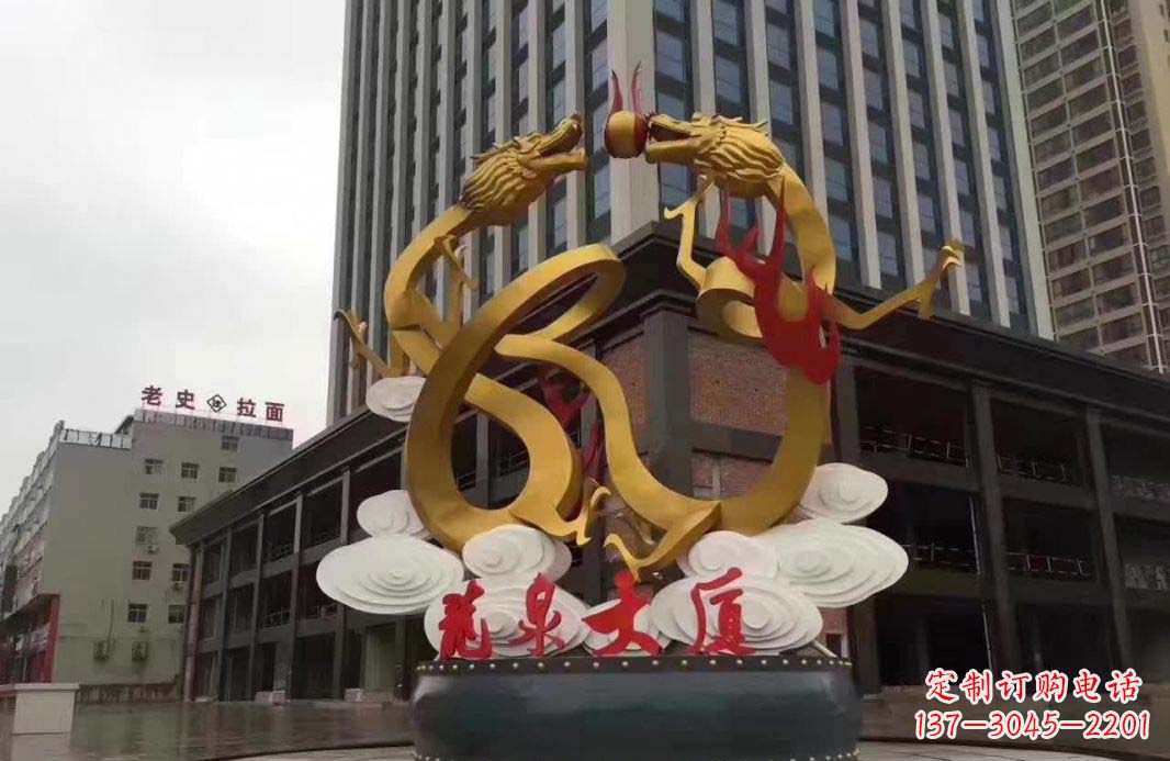 温州精美的双龙戏珠不锈钢雕塑