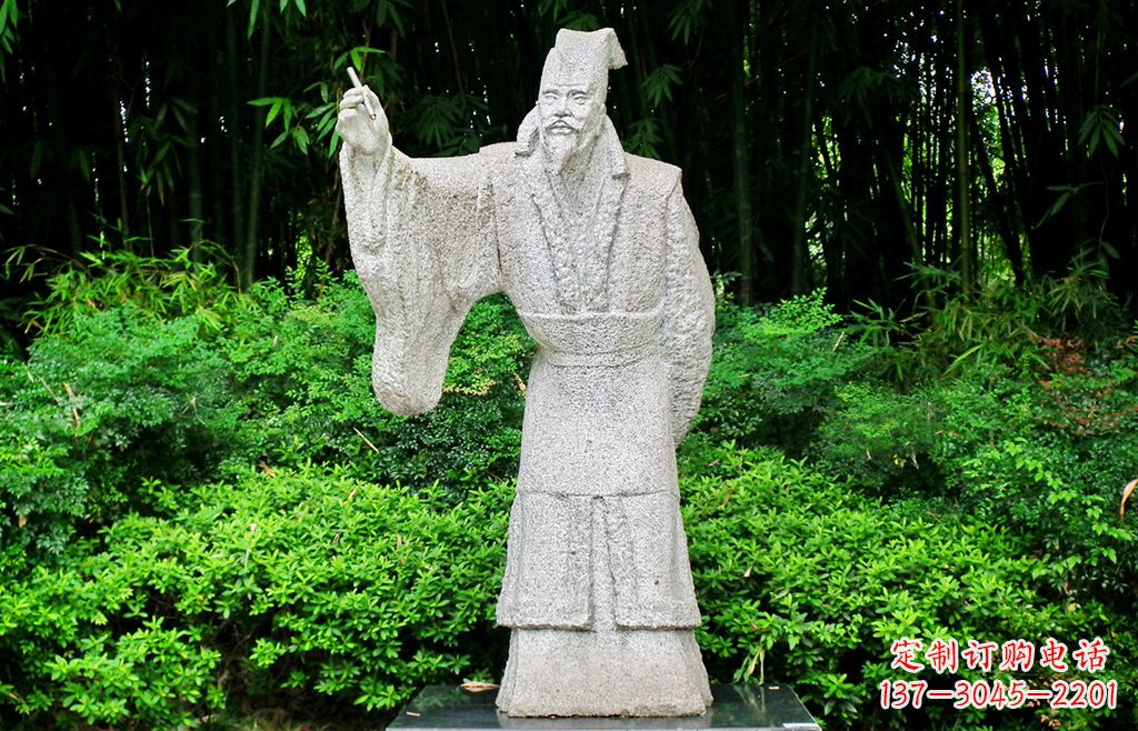 温州抽象写意白居易石雕塑像-中国古代著名诗人雕像