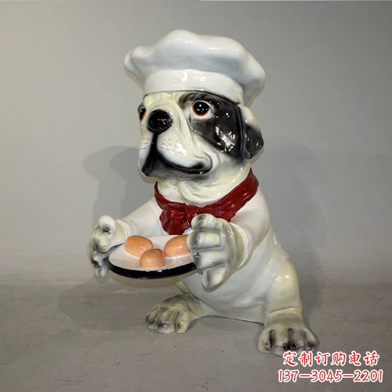 温州玻璃钢仿陶瓷狗雕塑——以斗牛犬为原型