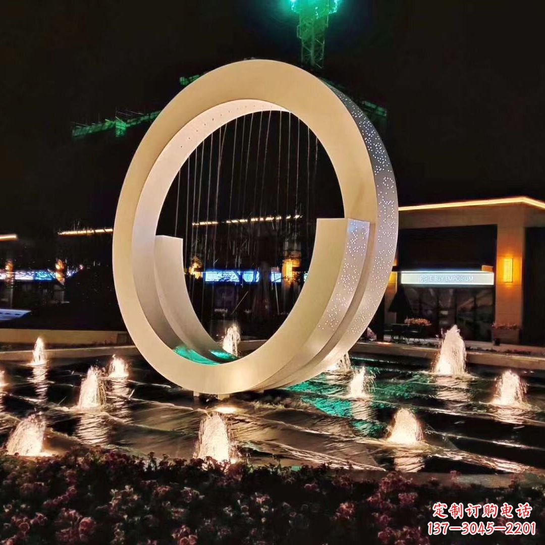 温州环状喷泉雕塑灯光点亮美丽