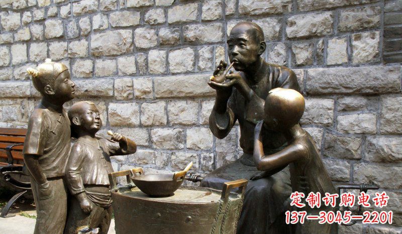 温州吹糖人街头景观铜雕