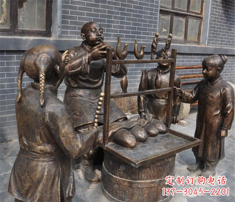 温州吹糖人街边小品铜雕雕塑