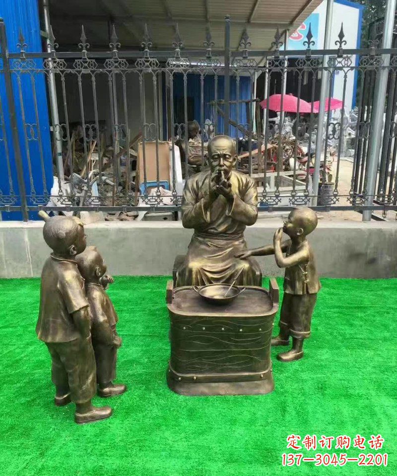 温州吹糖人民俗铜雕 (2)
