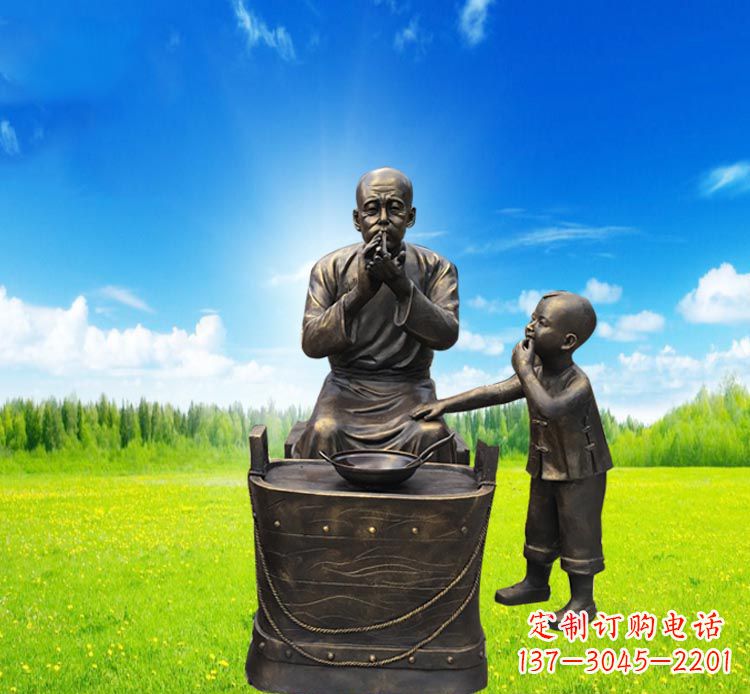 温州吹糖人小品铜雕 (2)