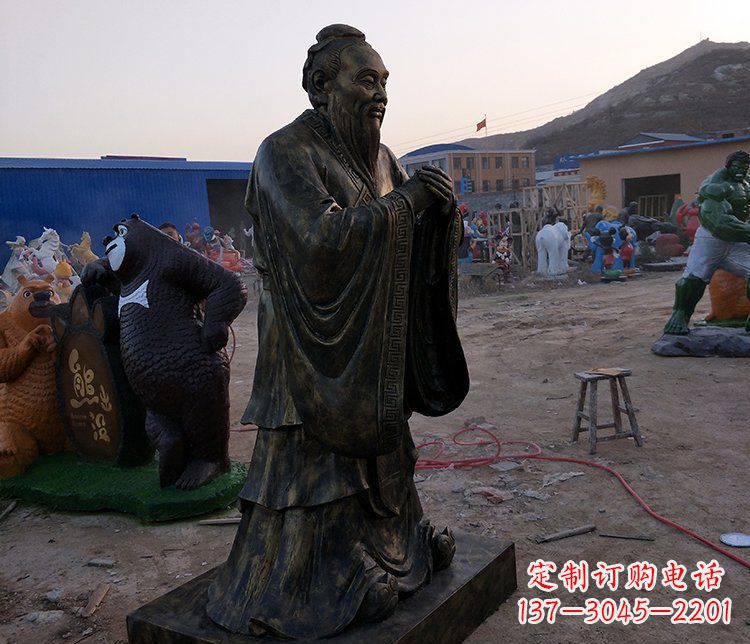 温州春秋时期人物孔子铜雕雕塑
