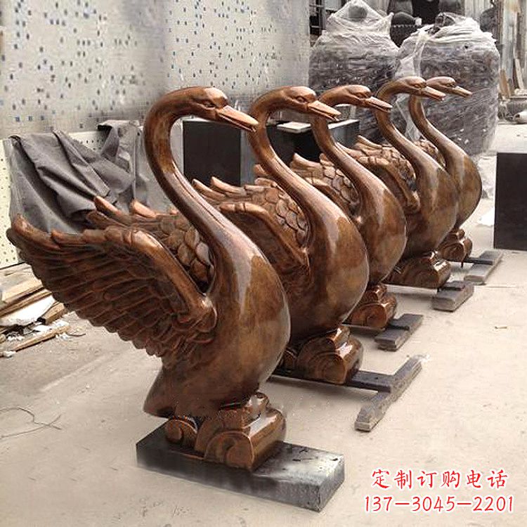 温州纯铜喷水天鹅雕塑
