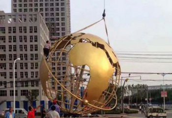 温州城市之美不锈钢镂空地球仪雕塑
