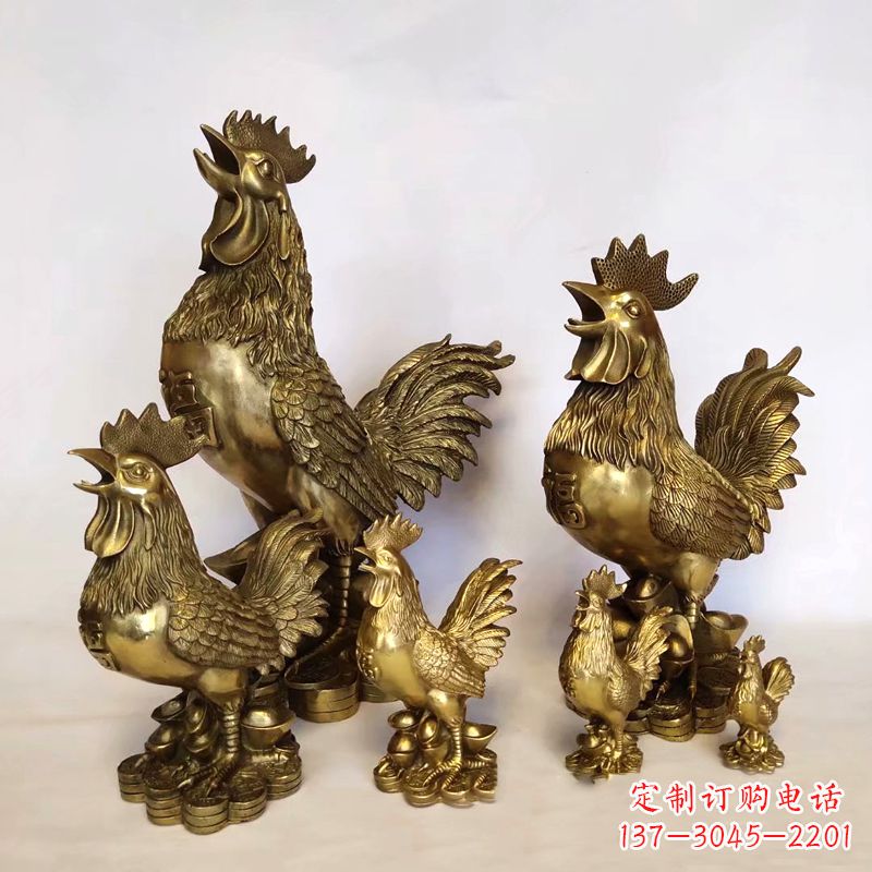 温州纯铜抓钱鸡雕塑