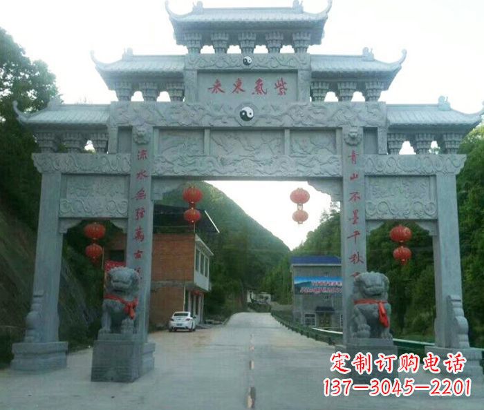 温州村口三门石雕牌楼 (3)
