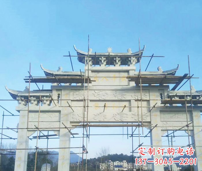 温州大理石三门牌坊雕塑
