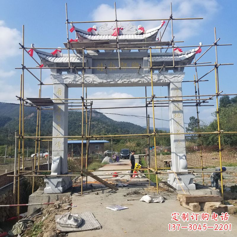 温州村庄石牌坊雕塑传承民间文化