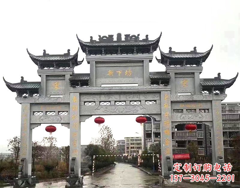 温州村庄石牌坊雕刻