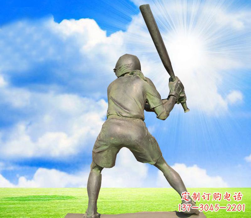 温州打棒球公园人物铜雕