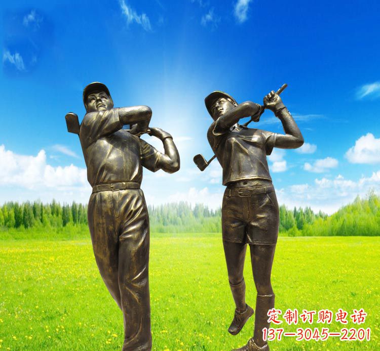 温州打高尔夫的人物铜雕