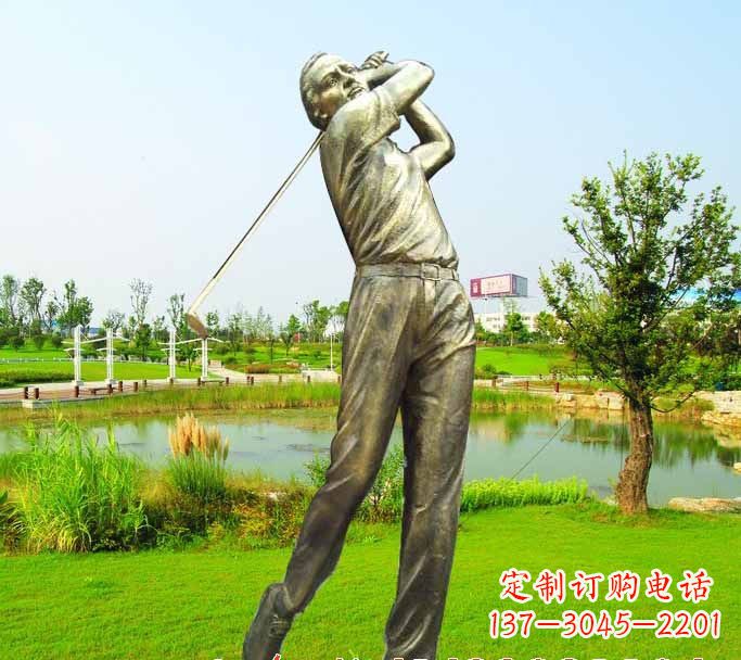 温州打高尔夫球人物铜雕222