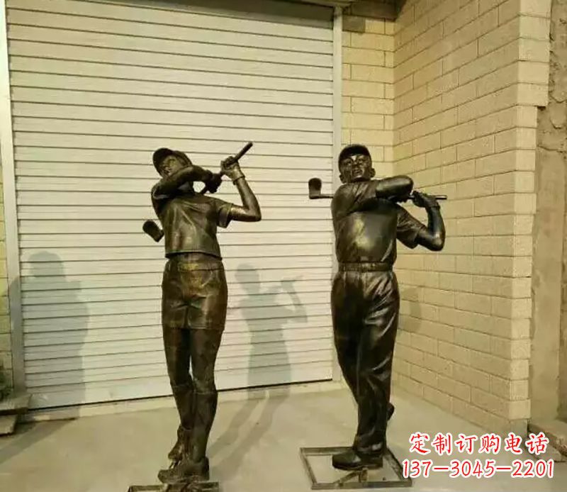 温州打高尔夫人物园景观铜雕