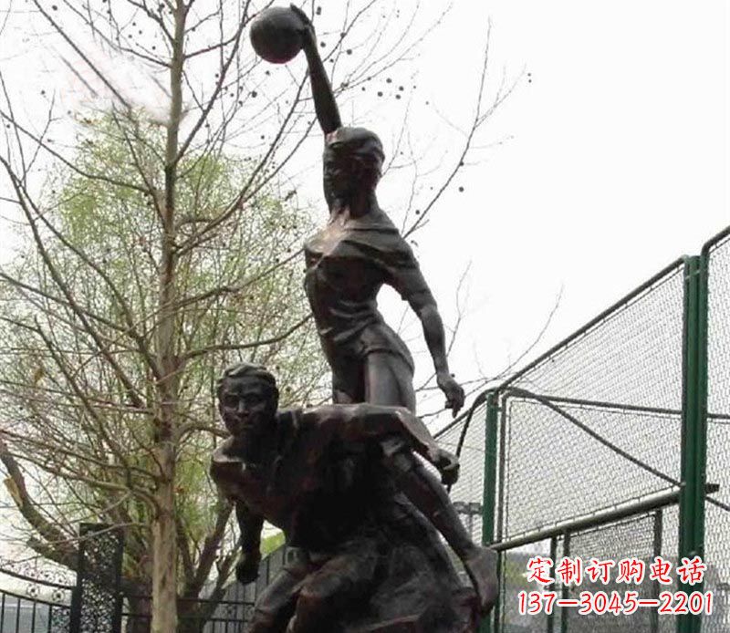 温州打篮球的运动员铜雕