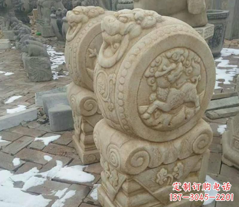 温州大理石抱鼓公园门墩雕塑——精美雕刻展现灵动之美