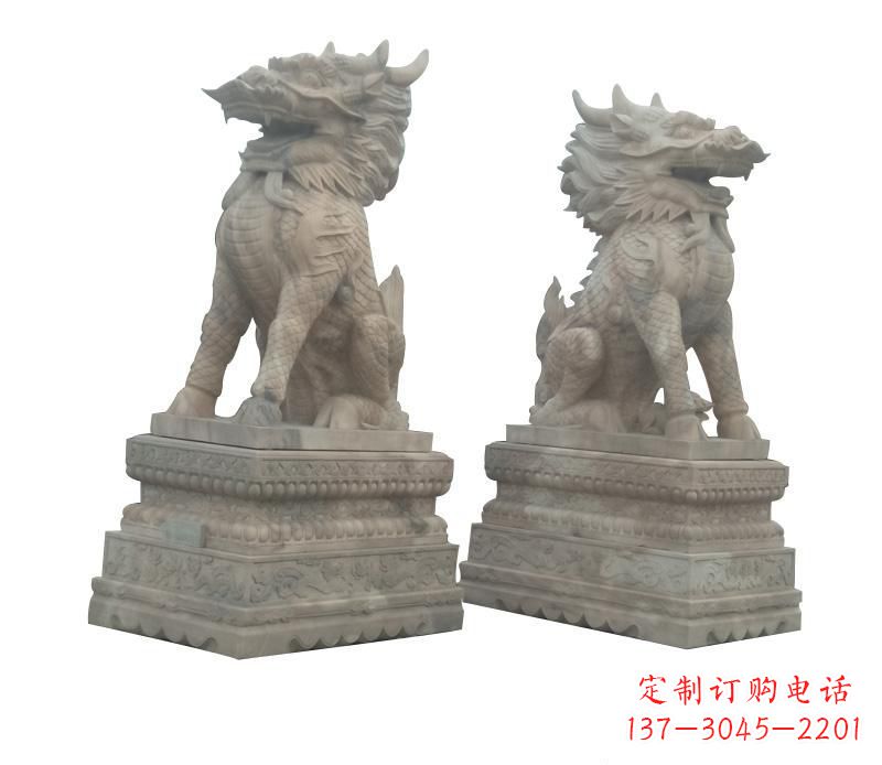 温州大理石踩球麒麟门口神兽石雕