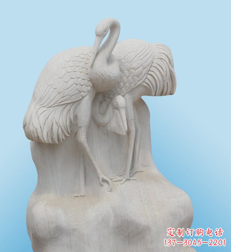 温州大理石制作的丹顶鹤雕塑