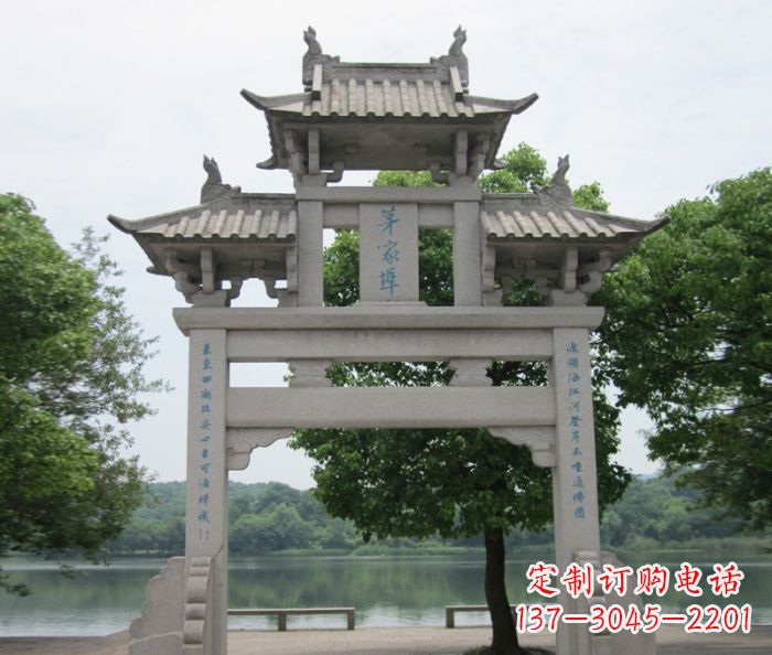 温州大理石单门牌楼雕塑精美的艺术瑰宝