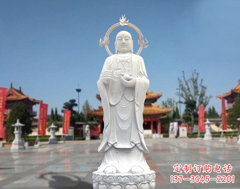 温州大理石地藏菩萨雕塑象征佛法的传承