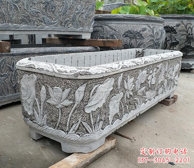 温州大理石雕刻菊花水缸