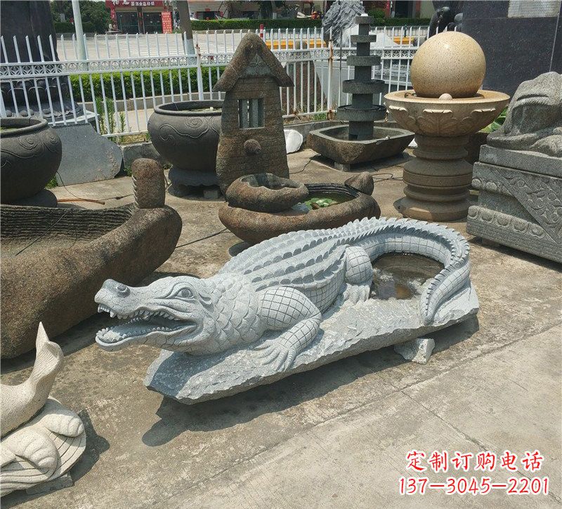 温州动物雕塑大理石鳄鱼