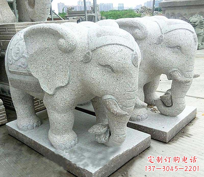 温州大理石制作的精美招财大象雕塑