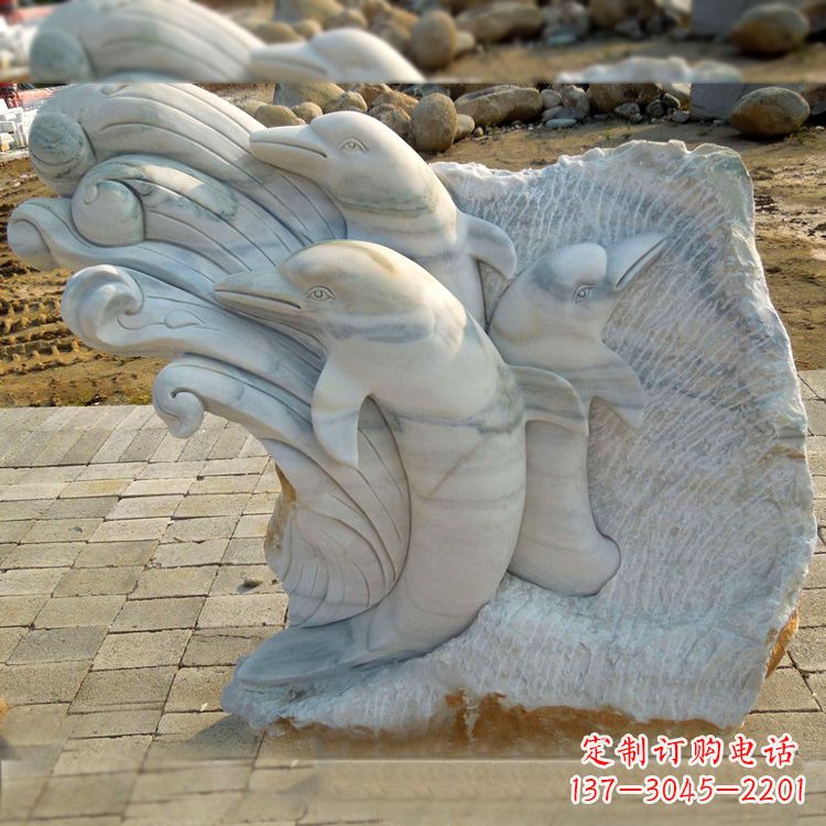 温州海豚雕塑以大理石精美绝伦