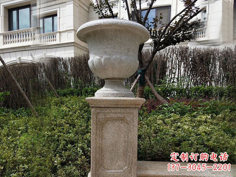温州大理石花钵小区花盆石雕