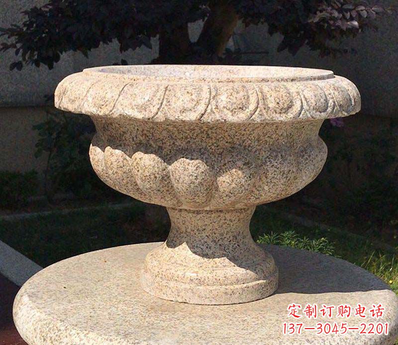 温州大理石花钵公园花盆石雕
