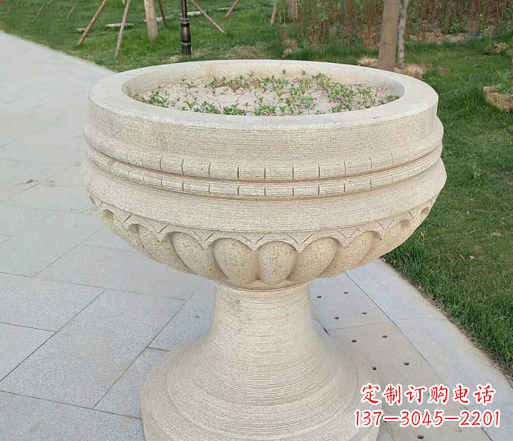 温州大理石花盆石雕