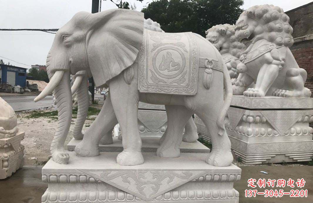 温州大理石大象雕塑