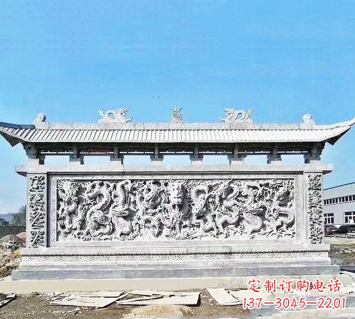 温州精美大理石九龙壁雕塑