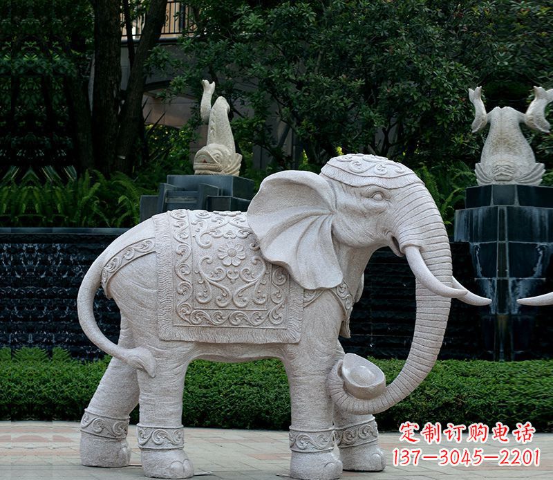 温州以大理石为材料的完美大象雕塑