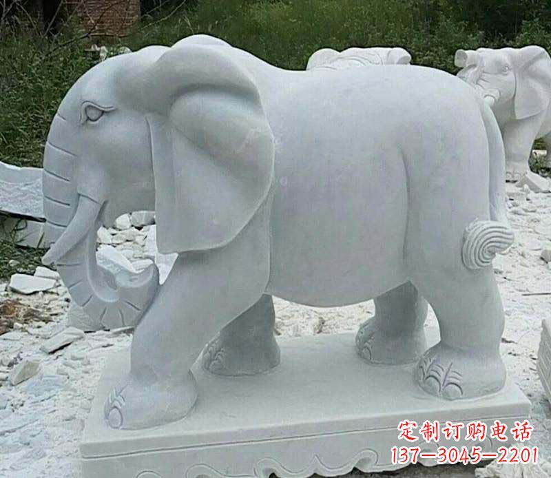 温州精雕细琢的大理石大象雕塑