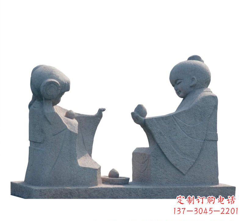 温州传统风情——大理石孔融让梨雕塑