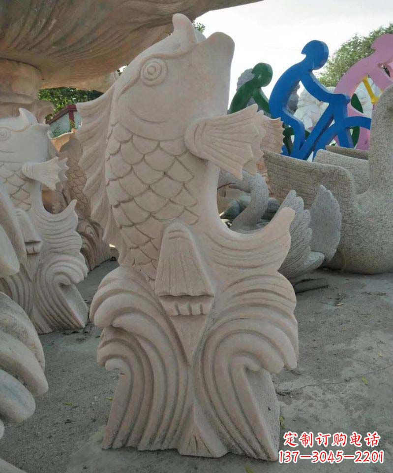 温州大理石鲤鱼喷泉雕塑