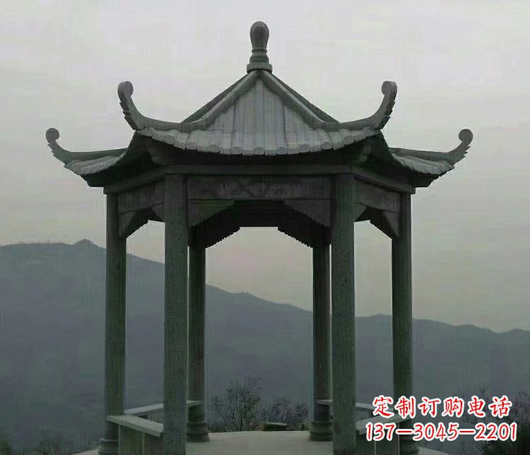 温州大理石凉亭景区六角石雕