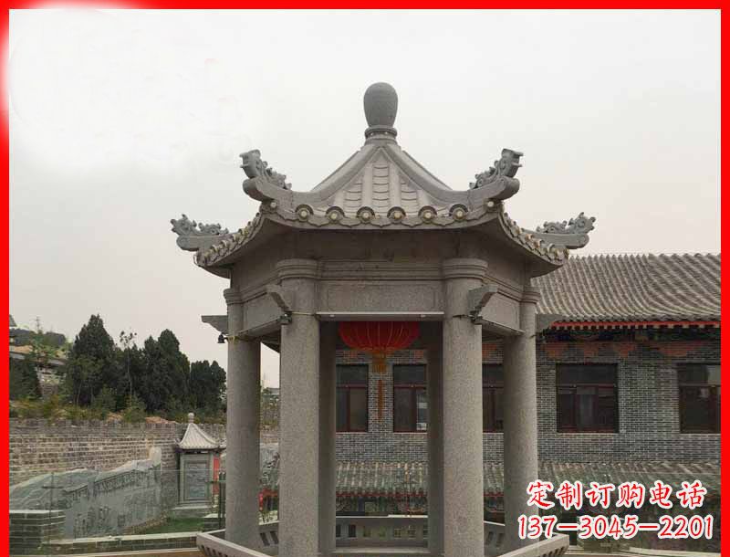 温州大理石六角凉亭公园石雕 (4)