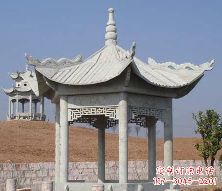 温州大理石六角凉亭石雕 (3)