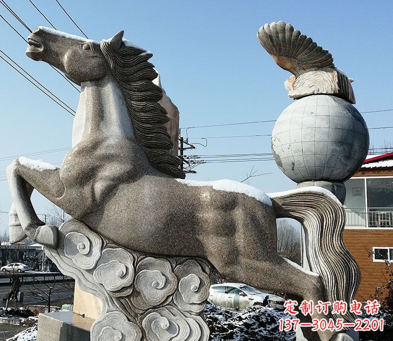 温州大理石马踏祥云石雕