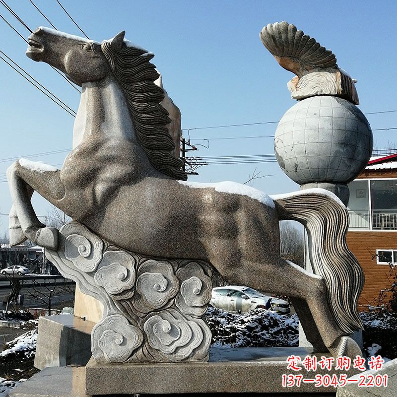 温州大理石马踏祥云雕塑
